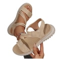 thumbnail image 4 of HomeDM Women's Walking Sandals Open Toe Ankle Strap Summer Slip On Comfort Beach Sandals for Outdoor Travel, Khaki Size 8.5, 4 of 10
