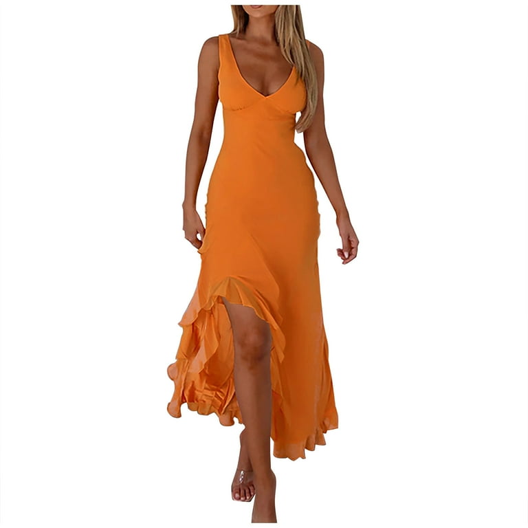 chinese dress ladies Lauren Shirred Mesh Ruffle Maxi Dress