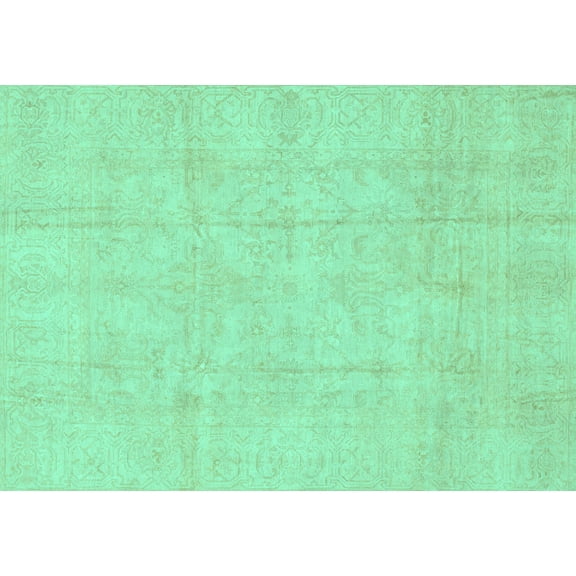 Ahgly Company Machine Washable Indoor Rectangle Oriental Turquoise Blue Traditional Area Rugs, 5' x 7'