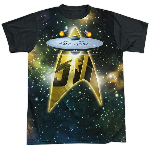 Star Trek - 50Th Ship - Short Sleeve Black Back Shirt - Small