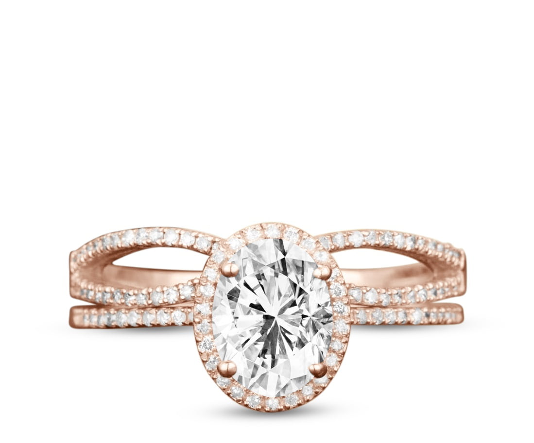 JeenMata Unique 2 Carat Oval Cut Moissanite Wedding Bridal Ring Set