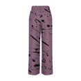 thumbnail image 3 of USNSM Wide Leg Pants for Women 2024 Trendy Loose Fit Drawstring Elastic Waist Lounge Trousers Ink Splash Casual Pants Purple S, 3 of 4