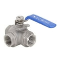 thumbnail image 1 of 3 Way Female Ball Valve, 3/4 Inch NPT Ports L Type Ball Valve Wide Application Rustproof  for Construction Sites, 1 of 7