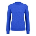 thumbnail image 4 of Womens Mock Neck Long Sleeve Sweater Turtleneck Lightweight Knit, Fall Casual Pullover Top Royal Blue L, 4 of 7