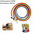thumbnail image 4 of 1.6M Refrigerant A/C Charging Hoses with Valves HVAC 1/4In SAE Fit for R134A R12 Coolant Adding and Air Condition,3 * Hoses, 4 of 8