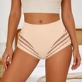 thumbnail image 2 of Gpoecd Plus Size Panties Lace High Mid Rise Seamless Comfort Breathable Gusset Triangle for Plus Size Plus Size Underwear for Women Beige,L, 2 of 4