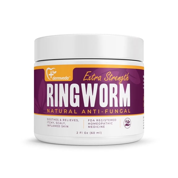 Dermveda Ringworm Cream, Ringworm Treatment Cream for Humans, Fungal Skin Cream for Itchy Skin Relief, Effective Ringworm Ointment, Relieves Itching, Irritation, Redness, Scaling (2 Fl Oz, 60 Ml)