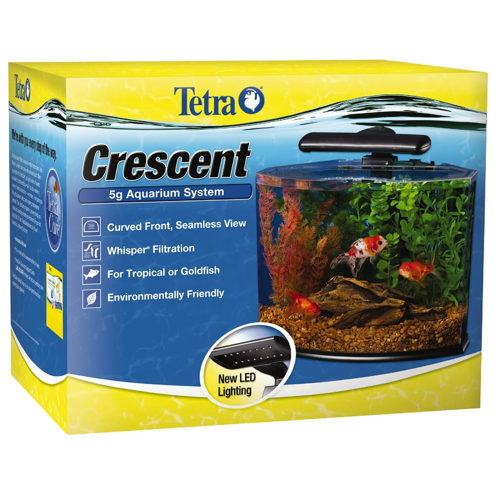Tetra Crescent Aquarium Kit 5 Gallons, CurvedFront Tank With LEDs