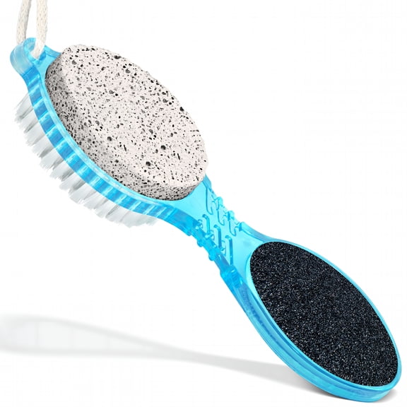EXLEAF 4-In-1 Pedicure Paddle Kit with Pumice Stone,Foot File,Nail Brush And Callus Remover for Smooth Feet,Heels And Dry Skin Care(1 Count)