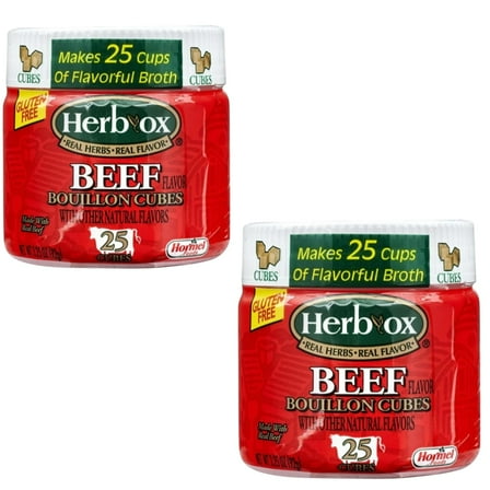 ( 2 Pack ) HERB-OX Beef Bouillon Cubes Shelf-Stable 25 Count