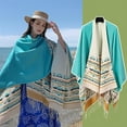 thumbnail image 3 of Women's Plus Size Poncho Open Front Retro Knitted for Winter (Blue), 3 of 4