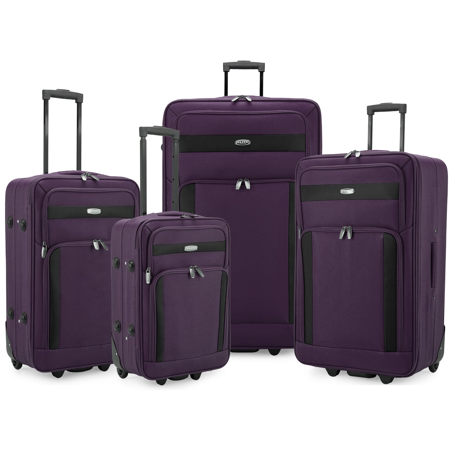 Elite Luggage Turin 4-Piece Softside Lightweight Rolling Luggage Set ...