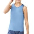 thumbnail image 6 of Little Kid Children Sleeveless Solid Vest Tops Casual Popularity Side Wide Fork Fitness Sports Garment Loose Vest 5t Short Sleeve Boys Wet Suit Top Boys Car Tee Shirts for Scooter 3-9 Years Blue, 6 of 6