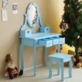 thumbnail image 4 of Ktaxon Kids Play Makeup Vanity Set with 3-Color Light, Girls Vanity Dresser Desk with Matching Stool, Light Blue, 4 of 11