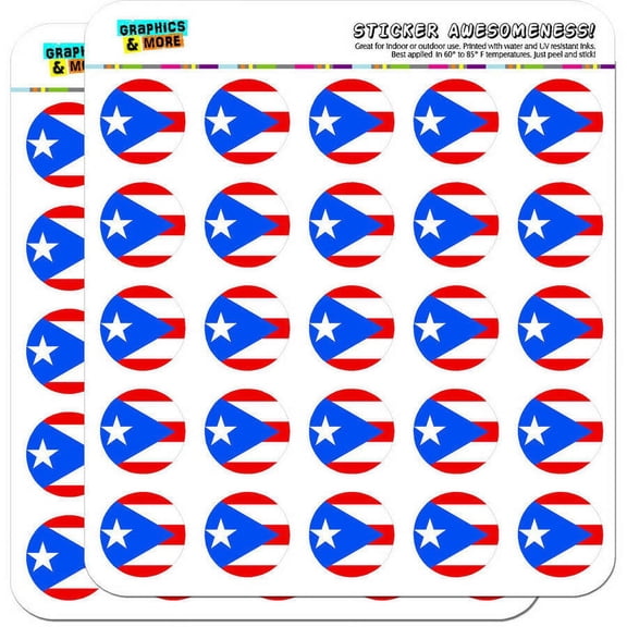 Puerto Rico National Country Flag 50 1" Planner Calendar Scrapbooking Crafting Stickers