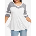 thumbnail image 1 of Rayas panel curvo Colorblock Hem más tapa del tamaño Rosegal Camisetas tallas grandes, 1 of 5