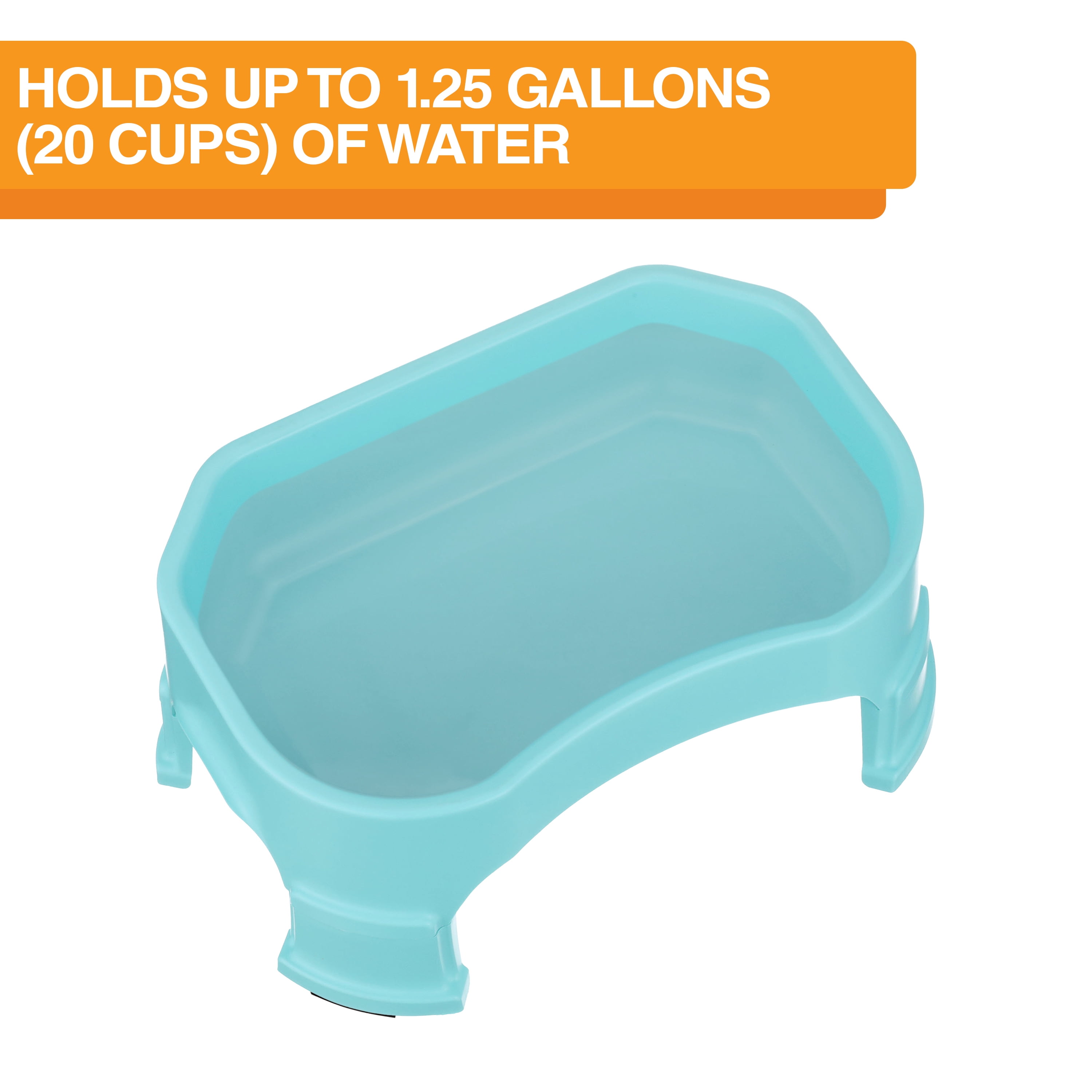 Neater Pets Big Bowl with Leg Extensions for Dogs - Raised for Feeding Comfort - Extra Large Plastic Trough Style Food or Water Bowl for Use Indoors or Outdoors, Aquamarine, 1.25 Gallon (160 Oz.)