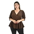 thumbnail image 1 of Blusa corte peplum con brillo Roman Fashion /Tallas Extras, 1759 (Cobre) cafe 40, 1 of 6