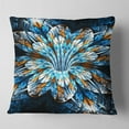 thumbnail image 2 of Designart Turquoise Fractal Flower in Dark - Floral Throw Pillow - 18x18, 2 of 5