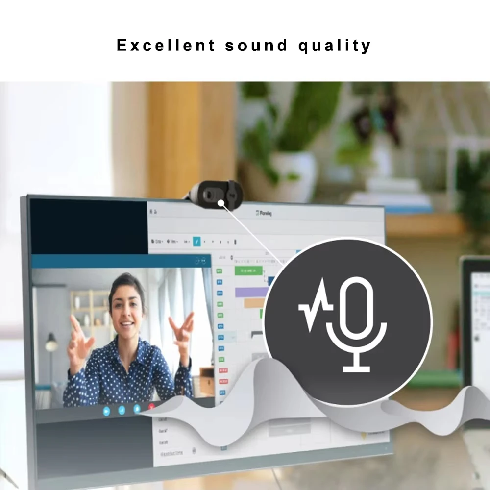 90 HD 1080p webcam with automatic light balancing, integrated privacy shutter, and built-in microphone
