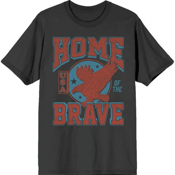 USA Home of the Brave Charcoal Men's Crew Neck Short Sleeve Tee-Medium