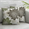 thumbnail image 3 of Creowell Brown Green Throw Pillow Covers Dahlia Flower Decorative Pillows Modern Geometry Floral Outdoor Farmhouse Pillowcase Square Cushion Case Decor for Home Sofa Couch Bed, 3 of 5