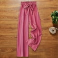 thumbnail image 2 of Women's Soft Polyester Elastic Waist Loose Pants, Solid Color Bow Tie Design, Flattering Casual Fit, Versatile Summer Work Smart Casual & Daily Errands Wear, Comfortable Wide Leg, 2 of 6