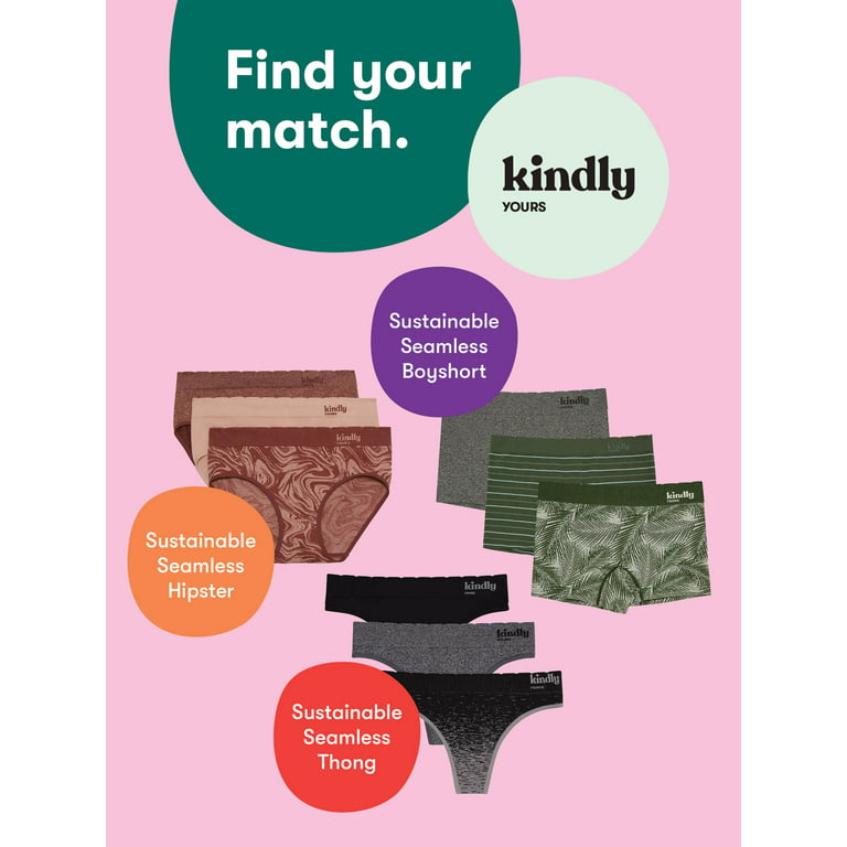Kindly Yours Women's Seamless Hipster Underwear 3-Pack, Sizes XS to XXXL 