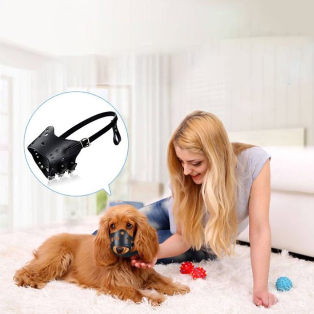 SPRING PARK Dphotoiscool Dog Muzzle Leather, Adjustable AntiBiting Dog