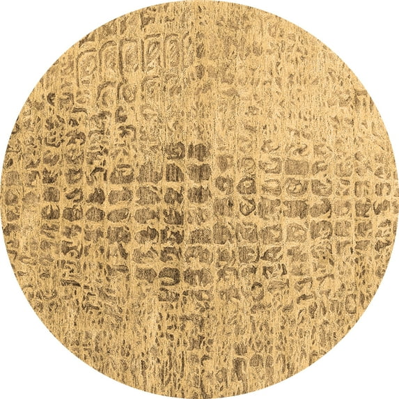 Ahgly Company Indoor Round Abstract Brown Contemporary Area Rugs, 7' Round