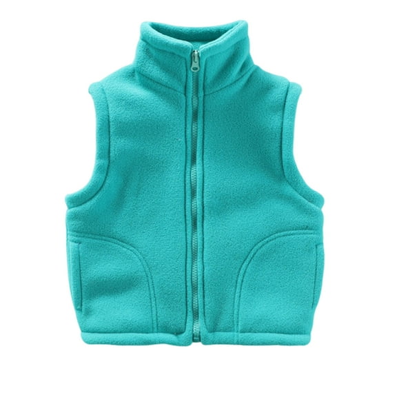 Girls Sherpa Gilets Boys Fleece Vest Kids Padded Gilet Fleece Lined Faux Fur Sleeveless Jacket Toddler Full Zipper Fall Winter Waistcoat Body Warmer Kids Outerwear with Pockets Fuzzy Warm Clothes