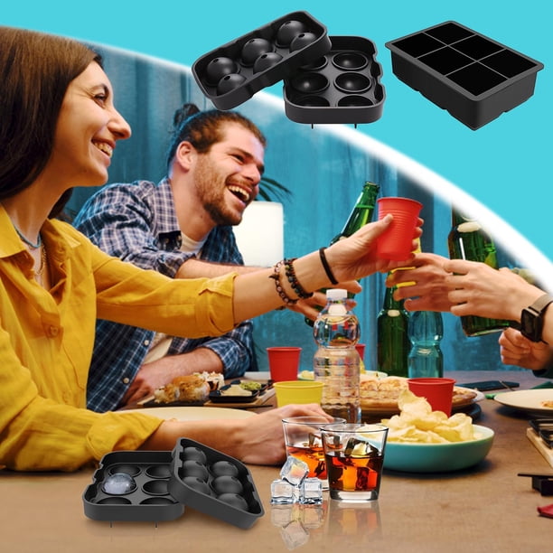 Bandejas apilables para cubitos de hielo con tapa - moldes de silicona cuadrados y redondos para cócteles, whisky, congeladores - Bandejas flexibles de fácil liberación