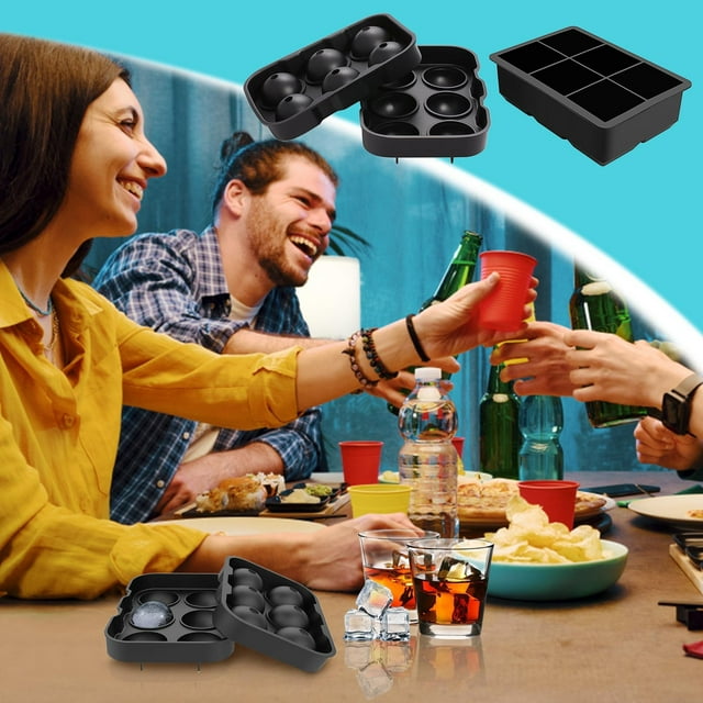 Bandejas apilables para cubitos de hielo con tapa - moldes de silicona cuadrados y redondos para cócteles, whisky, congeladores - Bandejas flexibles de fácil liberación