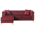 thumbnail image 2 of Paige 87 in. Burgundy Velvet L-Shape 3-Seater Sofa with 2-Throw Pillow, 2 of 5