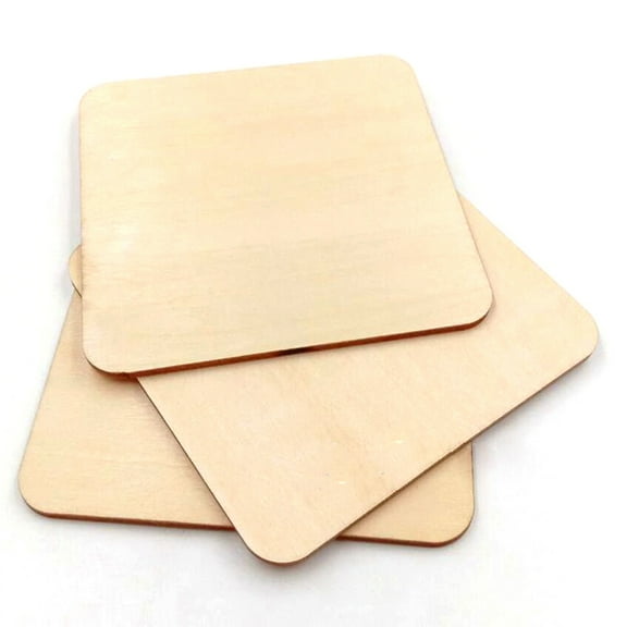 GETAJGHSD 100Pcs Unfinished Wood Crafts Square Blank Pieces for Writing Painting Projects