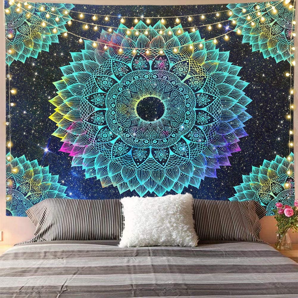 Wall Hanging Tapestry Colorful Hippie Bohemian Peacock Mandala Wall Art Hanging for Home Bedroom Living Room Dorm Decor 50 60 Inches Walmart