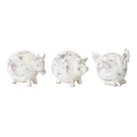 Home Decorative Farm Animal (Set Of 3) 4.5"H Resin, Stone Powder