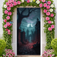 thumbnail image 5 of Gothic Design Halloween Banner Spooky Graveyard Full Moon Haunted Backdrop for Halloween Party Decoration Night Event, 5 of 5