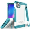 thumbnail image 1 of Case for iPhone 11 Pro, White/Turquoise Tri-Shield [Military Grade] Rugged Cover with Metal Kickstand [Includes Wrist Strap Lanyard] for Apple iPhone 11 Pro (2019, 5.8" Model), 1 of 10