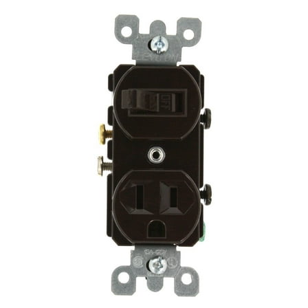 Leviton S00-05225-00S Combination Single Pole Switch & Receptacle, Brown