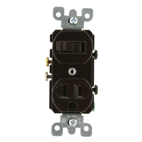 Leviton S00-05225-00S Combination Single Pole Switch & Receptacle, Brown