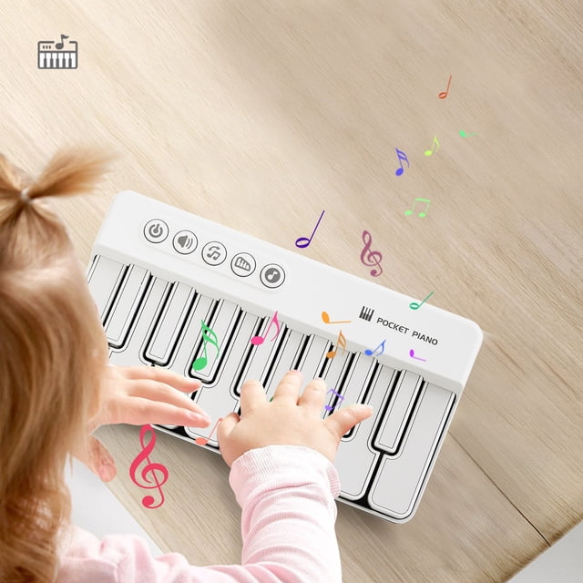 Oioii Micro Piano. Real Working & Playable Piano Keychain. Hang on a Backpack & Play Anywhere! Mini Size Finger Piano Pad.