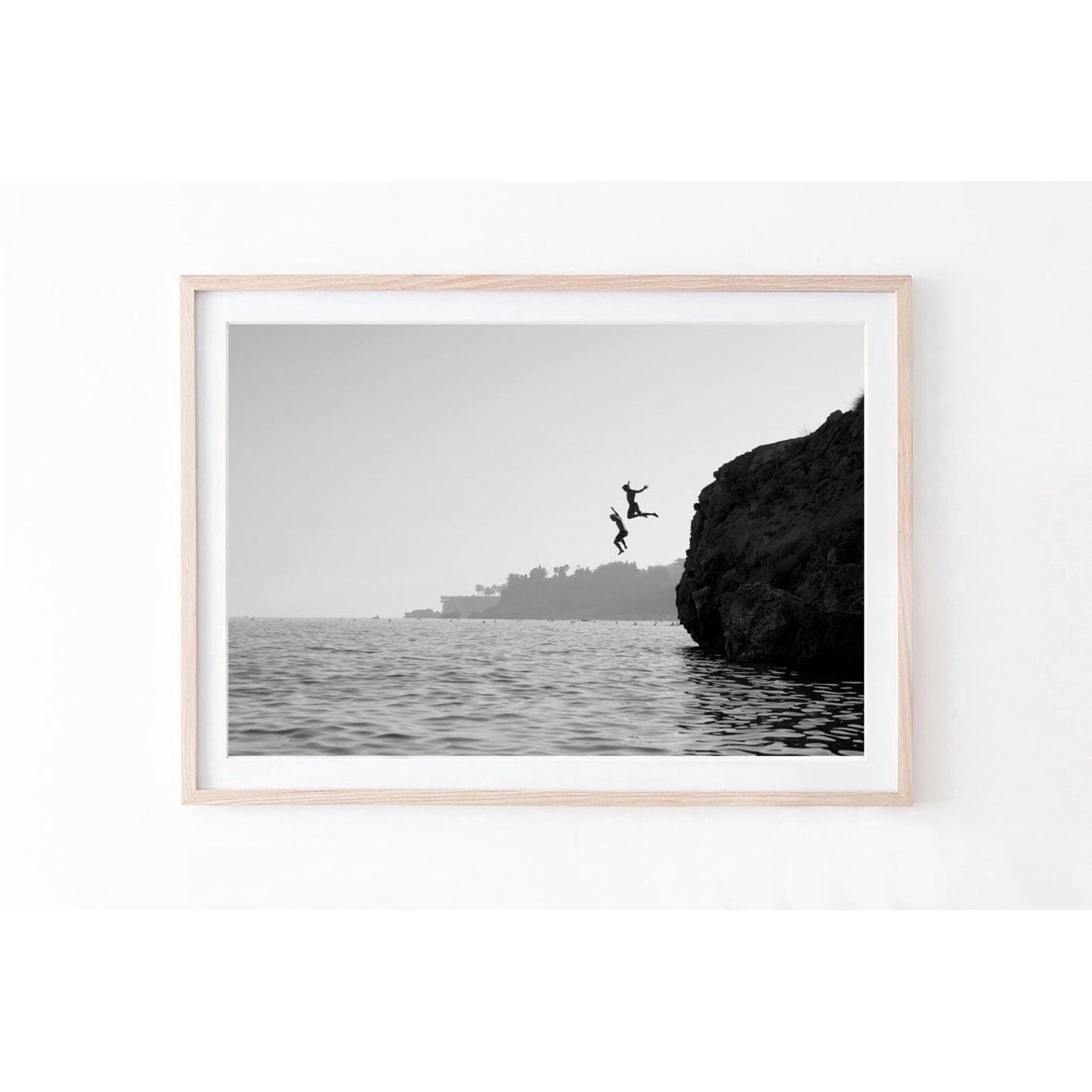 Cliff Diver Wall Art Print Black White Coastal Decor Unframed Paper Print