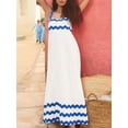 thumbnail image 5 of Yunliwuli Women Long Dress Wavy Striped Tighten Waist Square Neck Sleeveless Flowy Summer Cami Dresses, 5 of 9