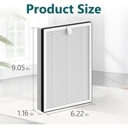 4 Pcs/ 2 Sets HEPA/Carbon Replacement Filter for NuWave OxyPure Portable Air Cleaner Purifier 47401 47402 47404 for Large Room up to 1361 Sq Ft with Double-Sided Air Intake, Part # H5P3