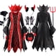 thumbnail image 2 of Disfraz de vampiro para niñas, traje de cuello alto, fantasma, novia, fantasía, carnaval, fiesta, manga acampanada, 2 a 11 años, 2 of 5