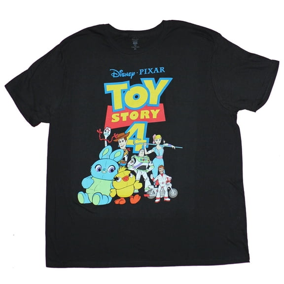 Toy Story 4 Mens T-Shirt - Giant Cast Under Logo Image (2X-Large)