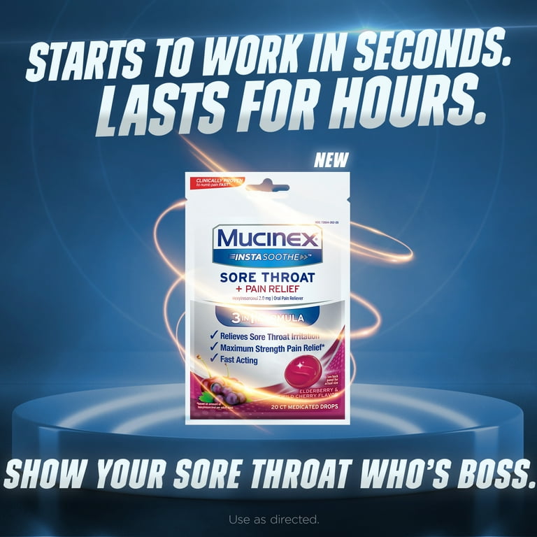 Mucinex InstaSoothe Sore Throat + Pain Relief Elderberry & Wild