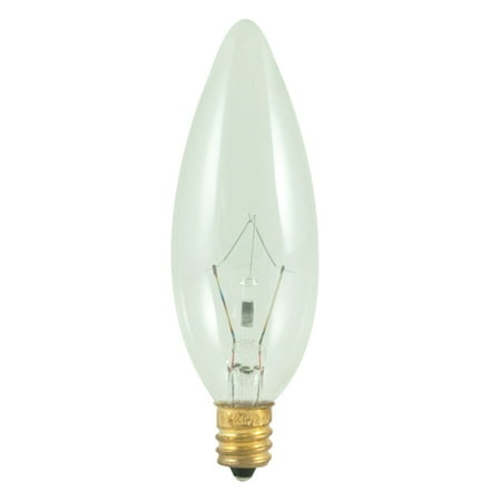 

25 Watt Incandescent Torpedo B10 Chandelier Bulb Candelabra Base Clear Pack of 6