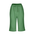 thumbnail image 5 of HKYNLAG Linen Shorts for Women 2026 Drawstring High Waist Knee Length Bermuda Short Loose Comfy Casual Summer Shorts with Pocket Green 3XL, 5 of 7